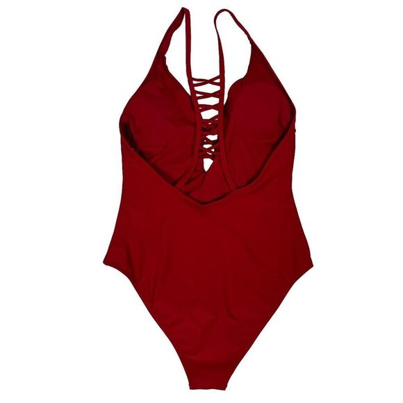 Cupshe Red Lattice Racerback Padded One Piece Swimsuit Women’s Small - Picture 2 of 11